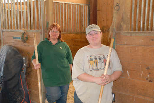 Barbara and Jennifer in the stall barn